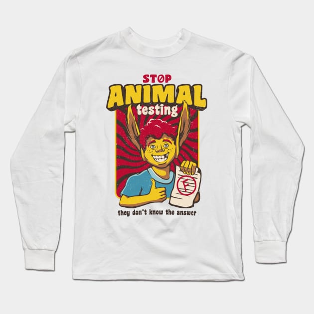 Stop Animal Testing Vintage Back to School by Tobe Fonseca Long Sleeve T-Shirt by Tobe_Fonseca